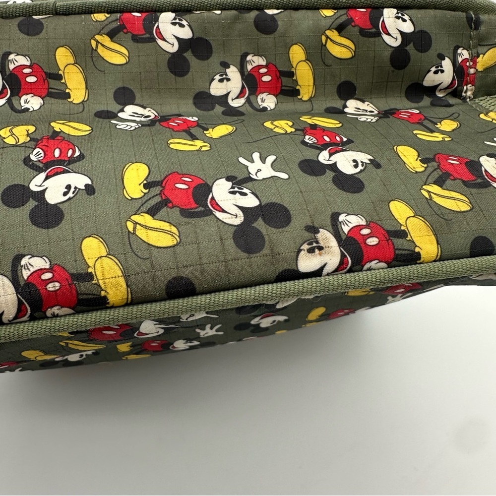 Disney Olive Green Mickey Mouse Nylon Shoulder Bag and Matching Cosmetics Case - Picture 10 of 16